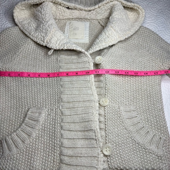 Zara Cream Button-Up Hooded Cardigan - Picture 10 of 12